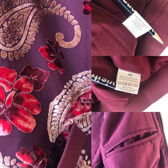 KAS Paisley Ashlyn Velvet Burnout Bomber Jacket XS - Picture 6 of 8